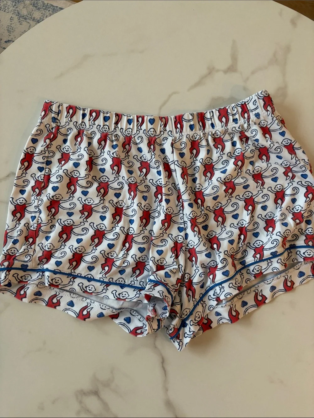 Roller Rabbit White Pajama Set with Red & Blue Monkey Print
